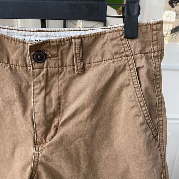 American Eagle Khaki Tan Flat Front Shorts 30 x 9.25” - Picture 3 of 8